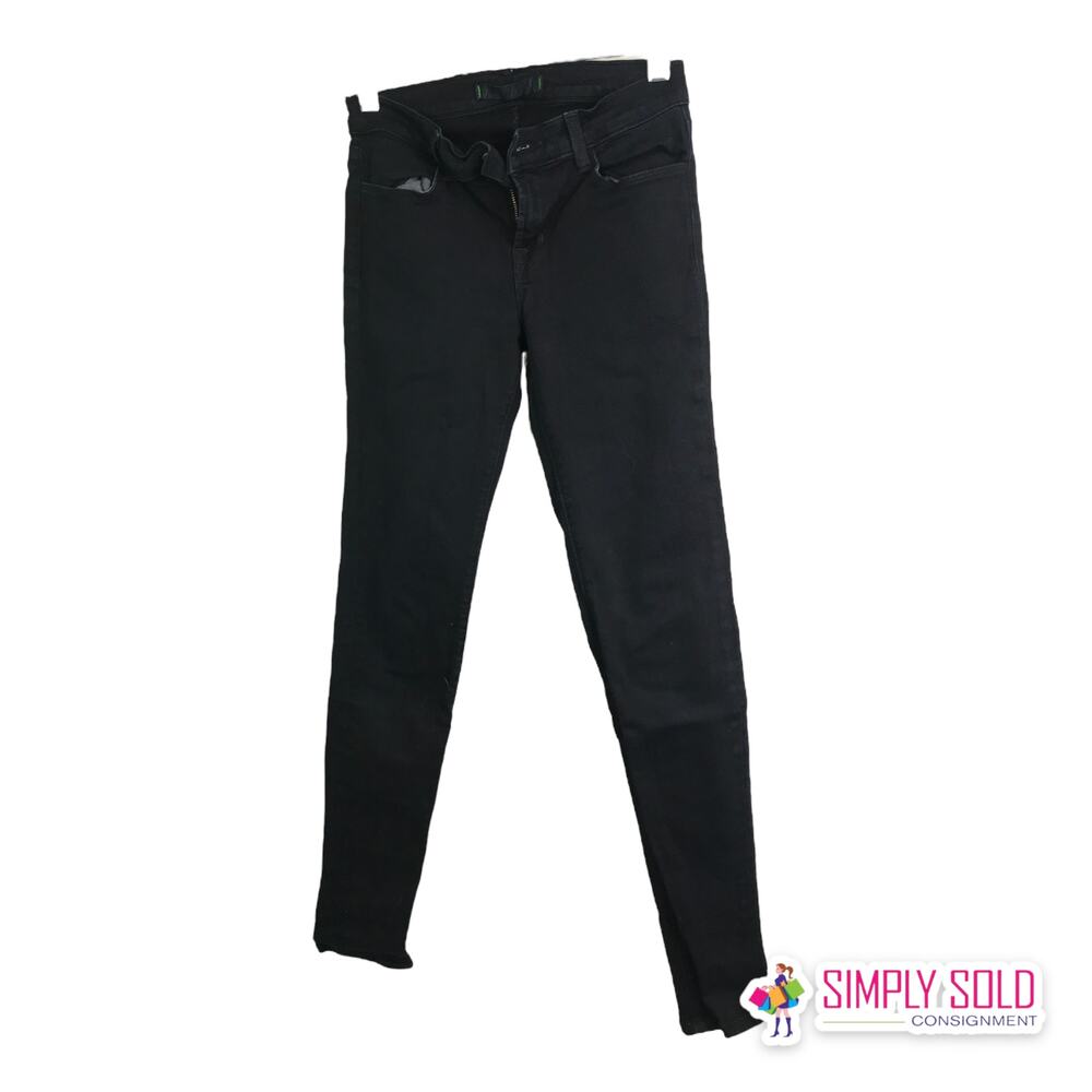 J Brand Women's‎ Skinny Jeans Black Cotton Stretch Mid-Rise 5 Pocket 25